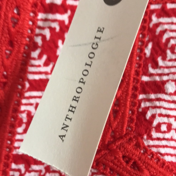 Anthropologie Mauve Emma Red And White Geometric Print Mini - Picture 6 of 9